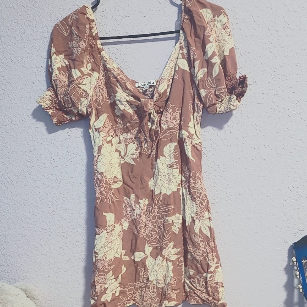 Floral Rusty Pink and Cream Dress